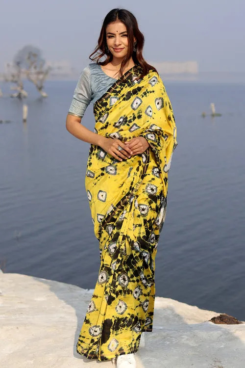"Buttercup Bliss" Bandhni Chanderi Saree