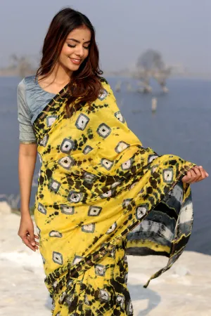 "Buttercup Bliss" Bandhni Chanderi Saree