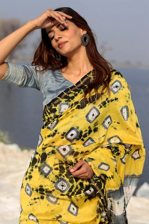 "Buttercup Bliss" Bandhni Chanderi Saree