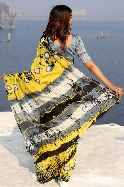 "Buttercup Bliss" Bandhni Chanderi Saree