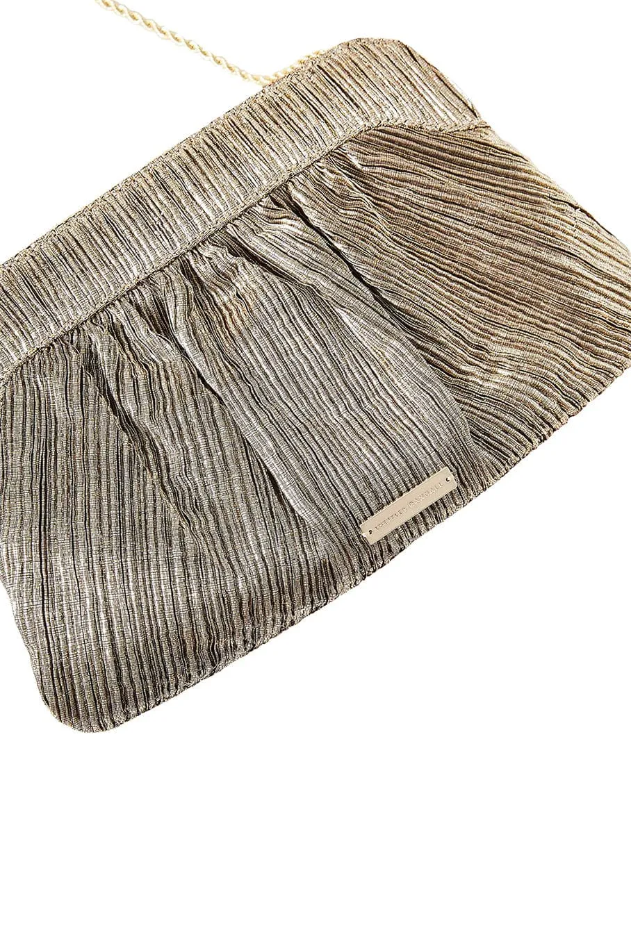Rayne Pleated Frame Clutch - Dark Gold