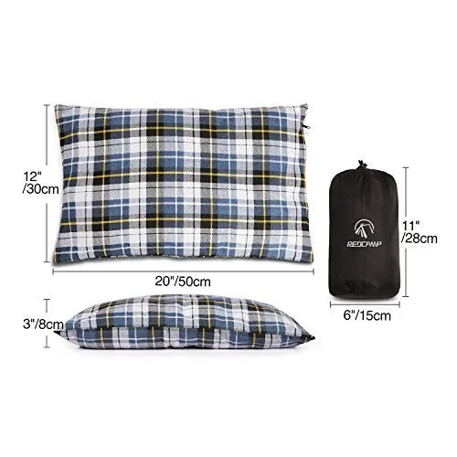 REDCAMP Outdoor Camping Pillow Lightweight, Flannel Travel Pillow