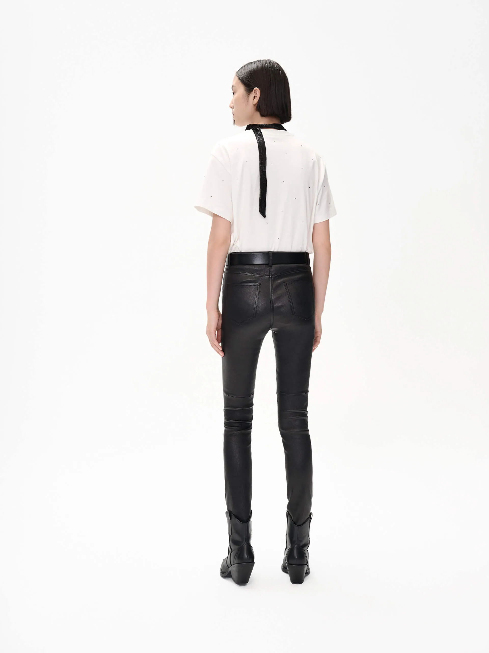 Rhinestone Details Cotton T-shirt