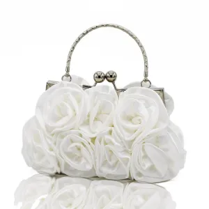 Rose Decor Silks Evening Clutch Bag, Bridal Bag-Showtown