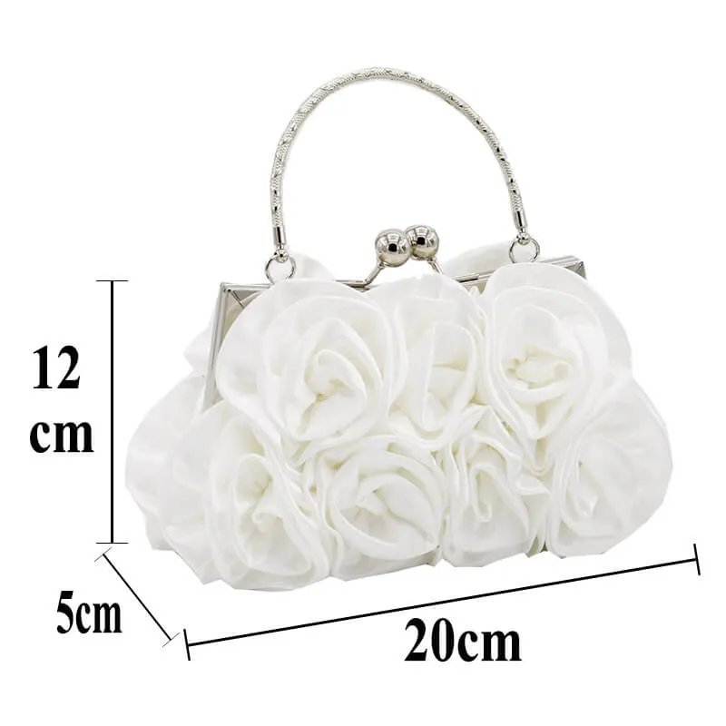 Rose Decor Silks Evening Clutch Bag, Bridal Bag-Showtown
