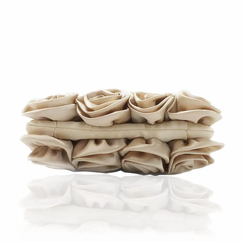 Rose Decor Silks Evening Clutch Bag, Bridal Bag-Showtown