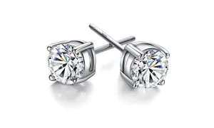 Round Cut Cubic Zirconia Stud Earrings plated