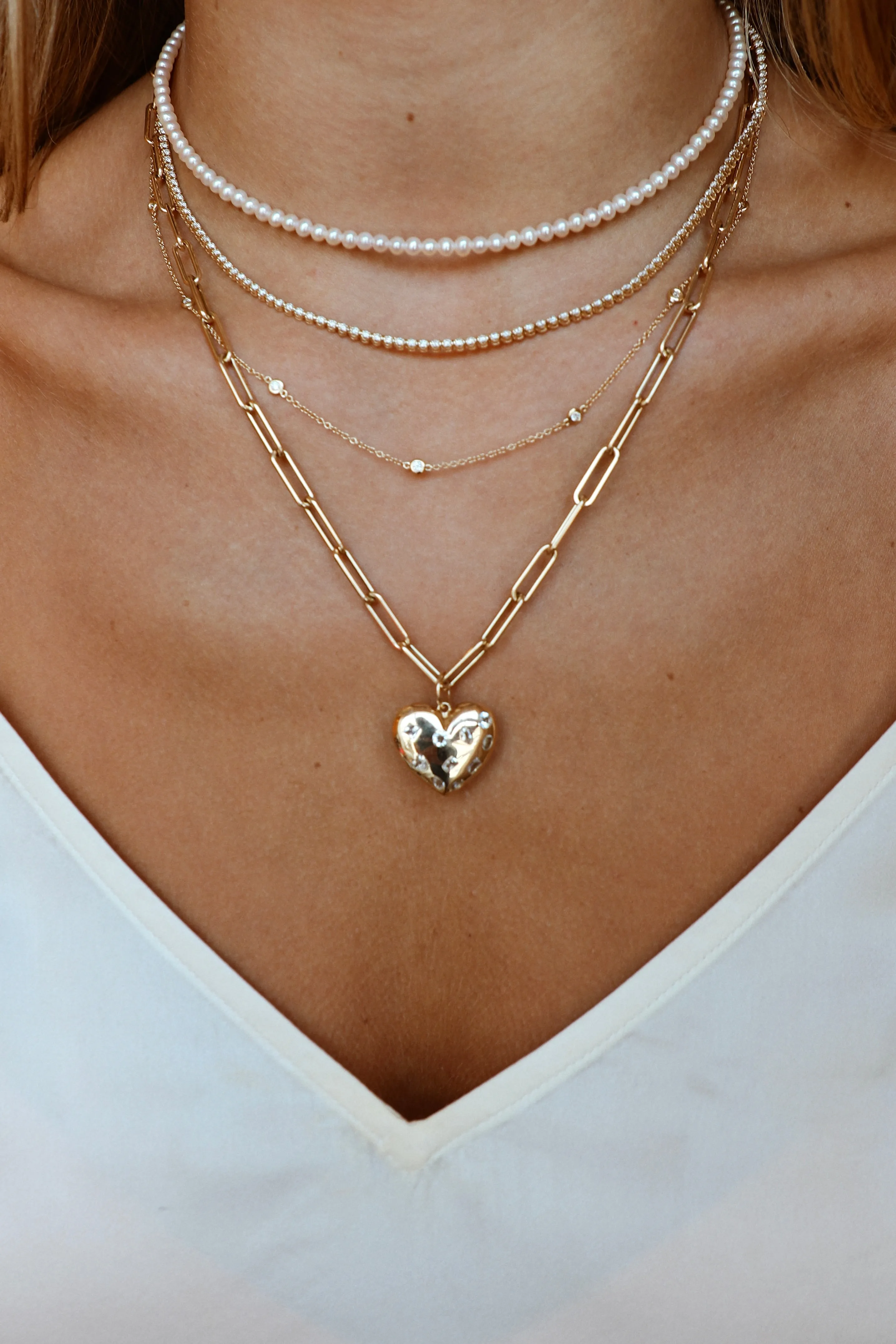 Scattered Shape Topaz Puffy Heart Pendant