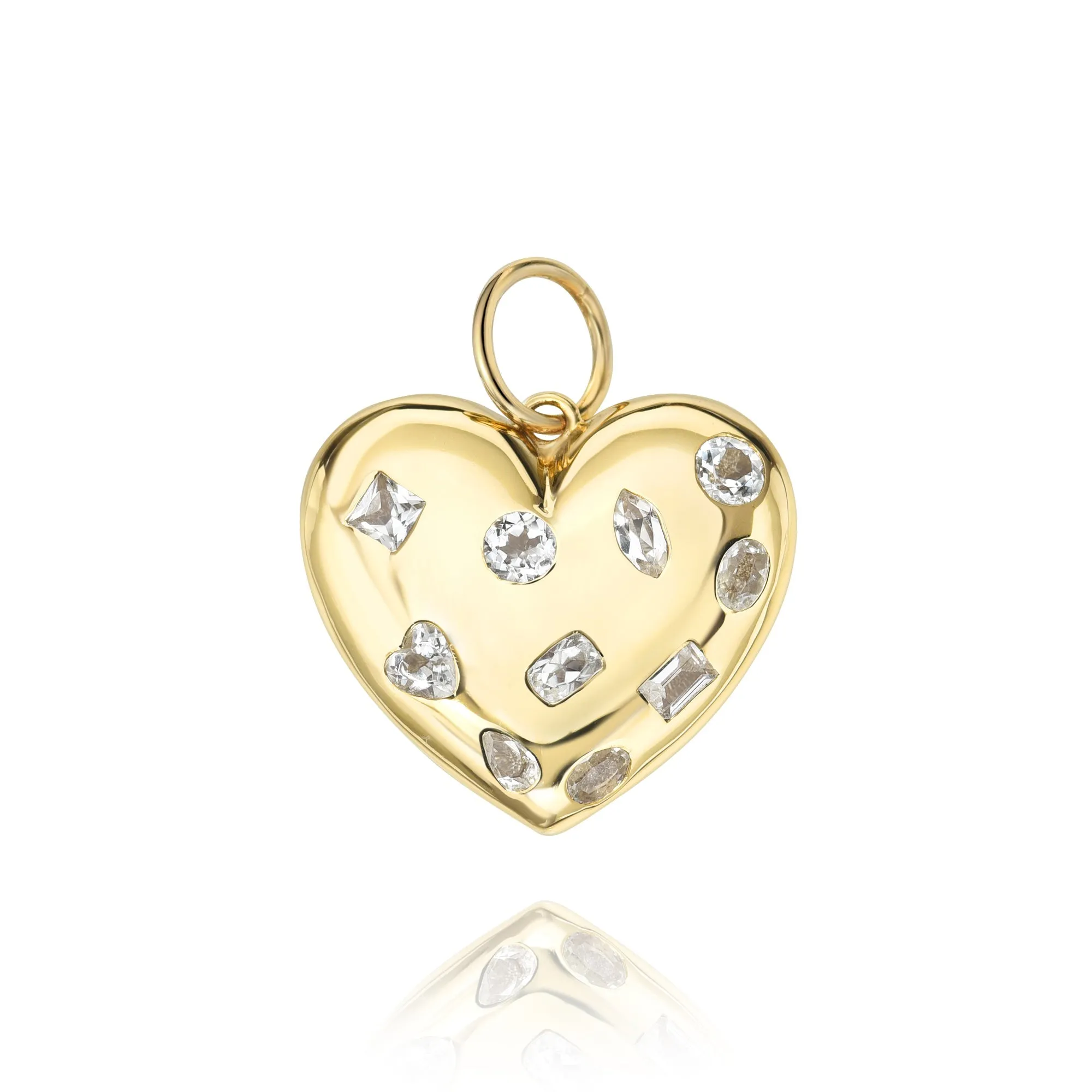 Scattered Shape Topaz Puffy Heart Pendant
