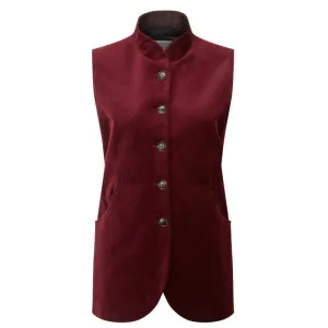 Schoffel Nehru Ladies Velvet Waistcoat - Ruby