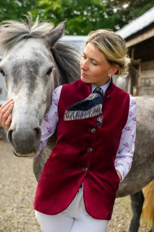 Schoffel Nehru Ladies Velvet Waistcoat - Ruby