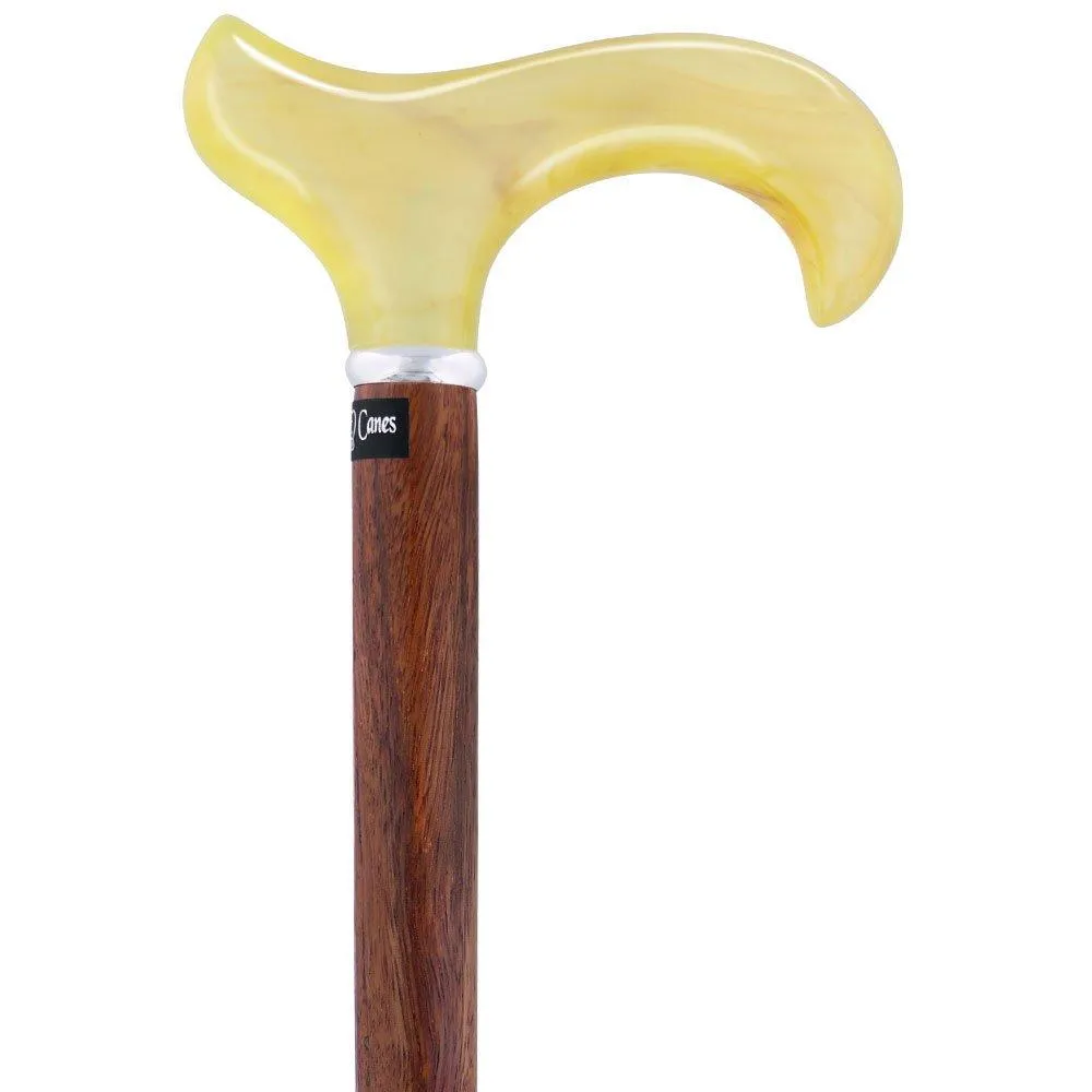Scratch & Dent Lemon Ice Derby Walking Cane With Genuine Rosewood Shaft and Silver Collar V1460