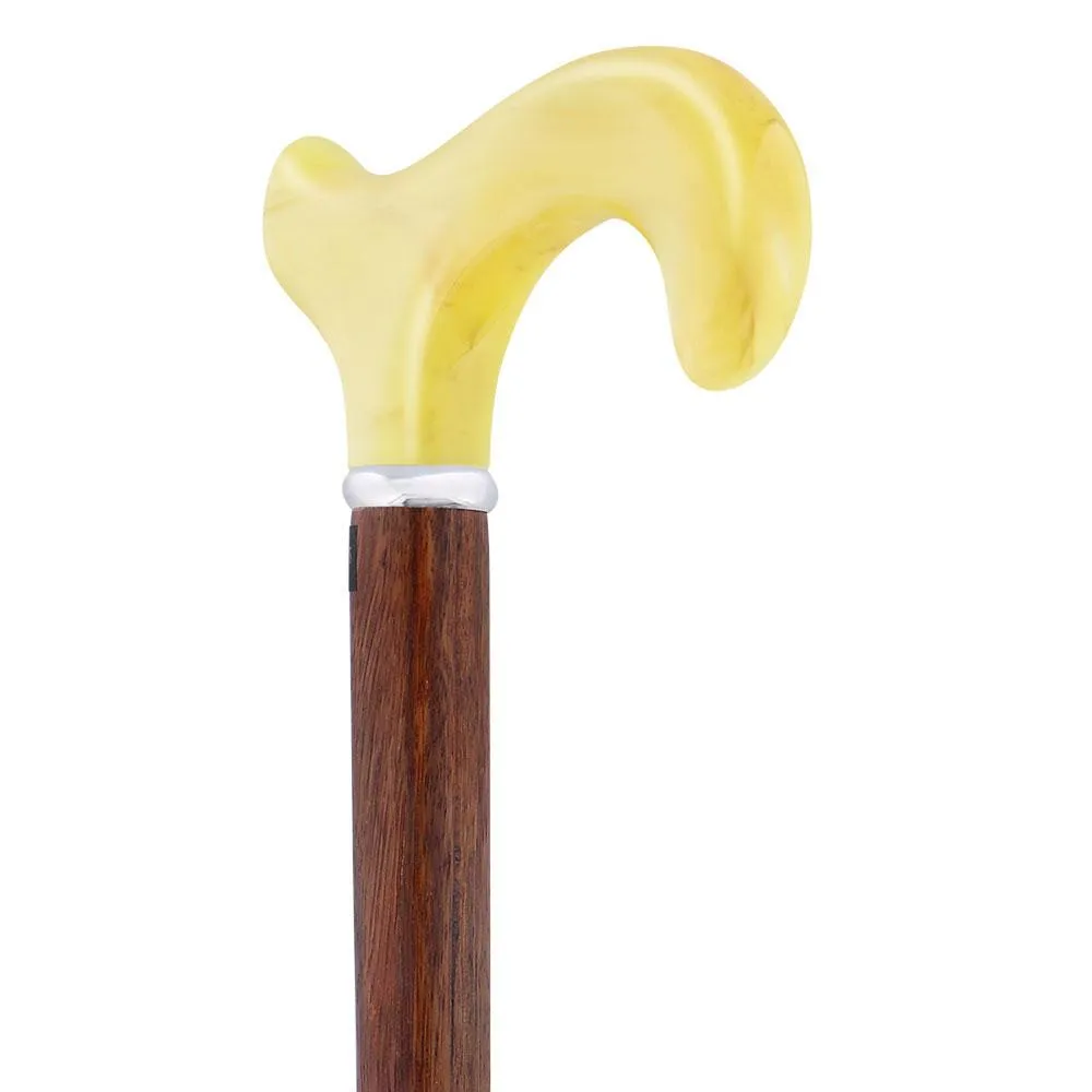 Scratch & Dent Lemon Ice Derby Walking Cane With Genuine Rosewood Shaft and Silver Collar V1460
