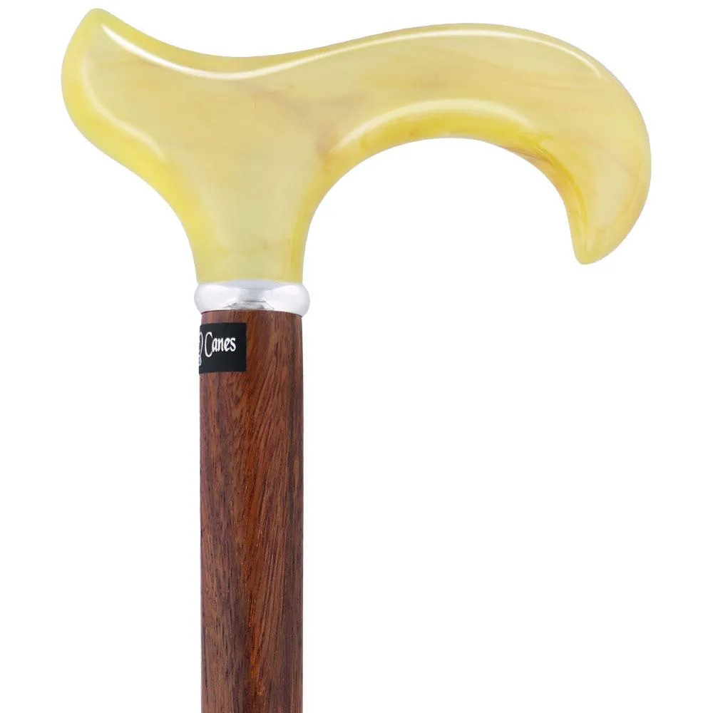 Scratch & Dent Lemon Ice Derby Walking Cane With Genuine Rosewood Shaft and Silver Collar V1460