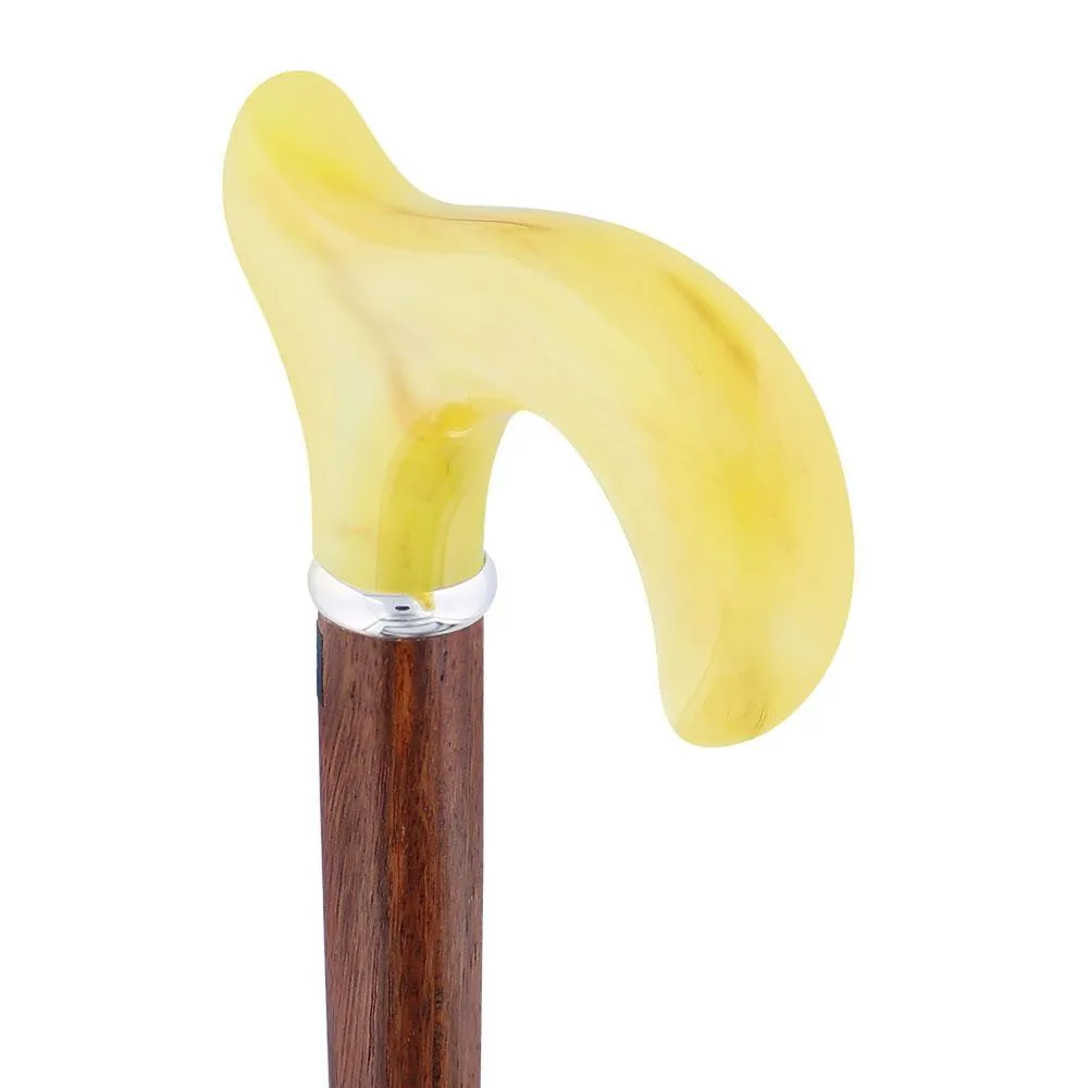 Scratch & Dent Lemon Ice Derby Walking Cane With Genuine Rosewood Shaft and Silver Collar V1460