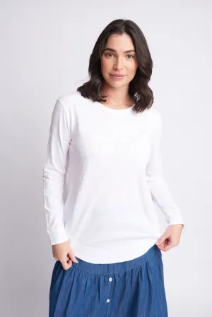 Shaped Hem Cotton Tee White