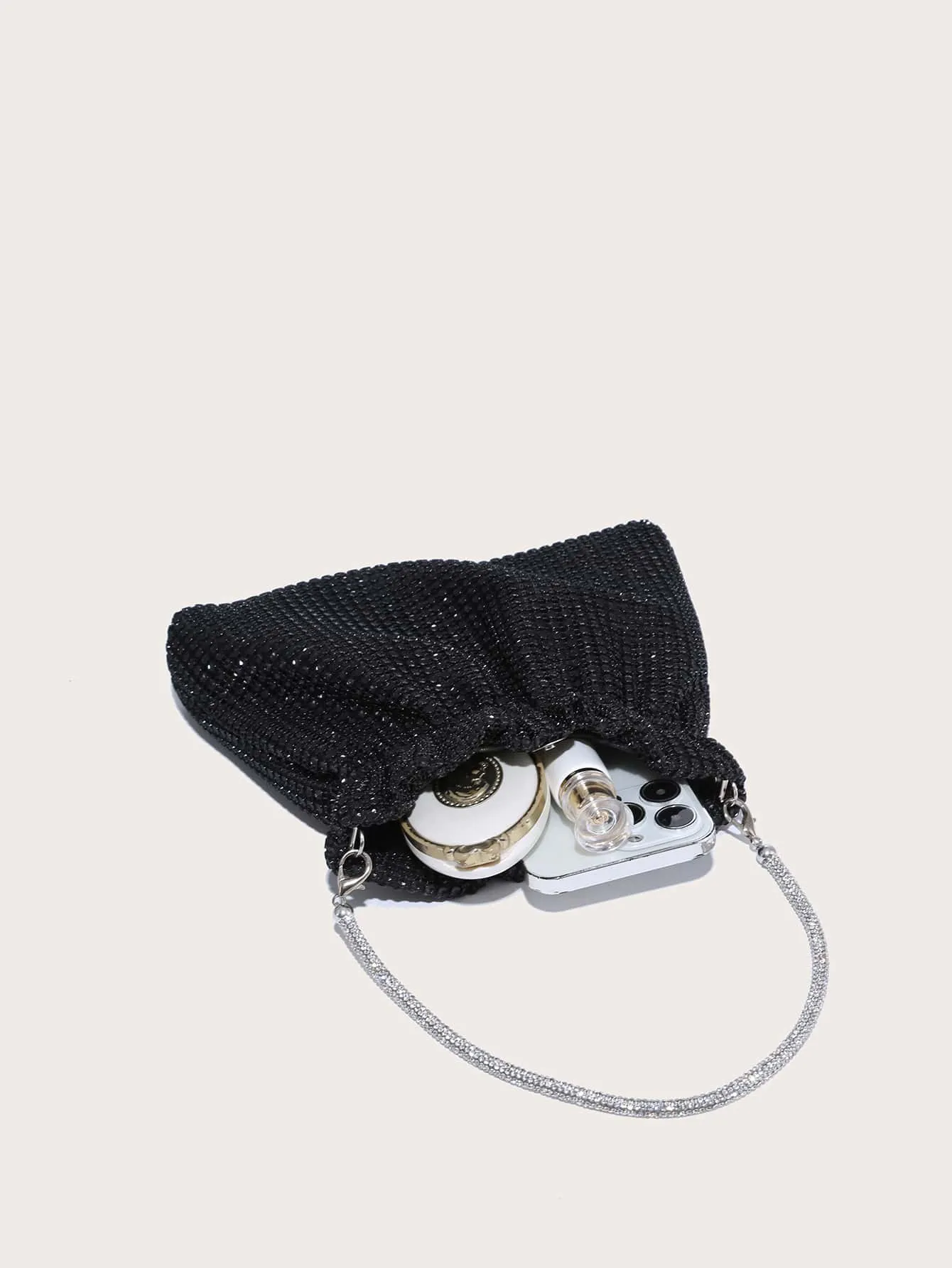 Shiny Mini Rhinestone Decor Bucket Bag Evening Bag
