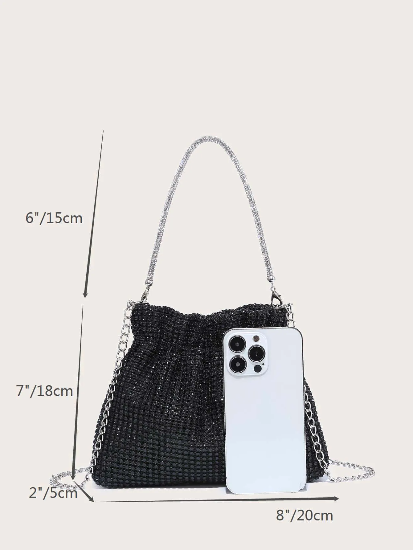 Shiny Mini Rhinestone Decor Bucket Bag Evening Bag