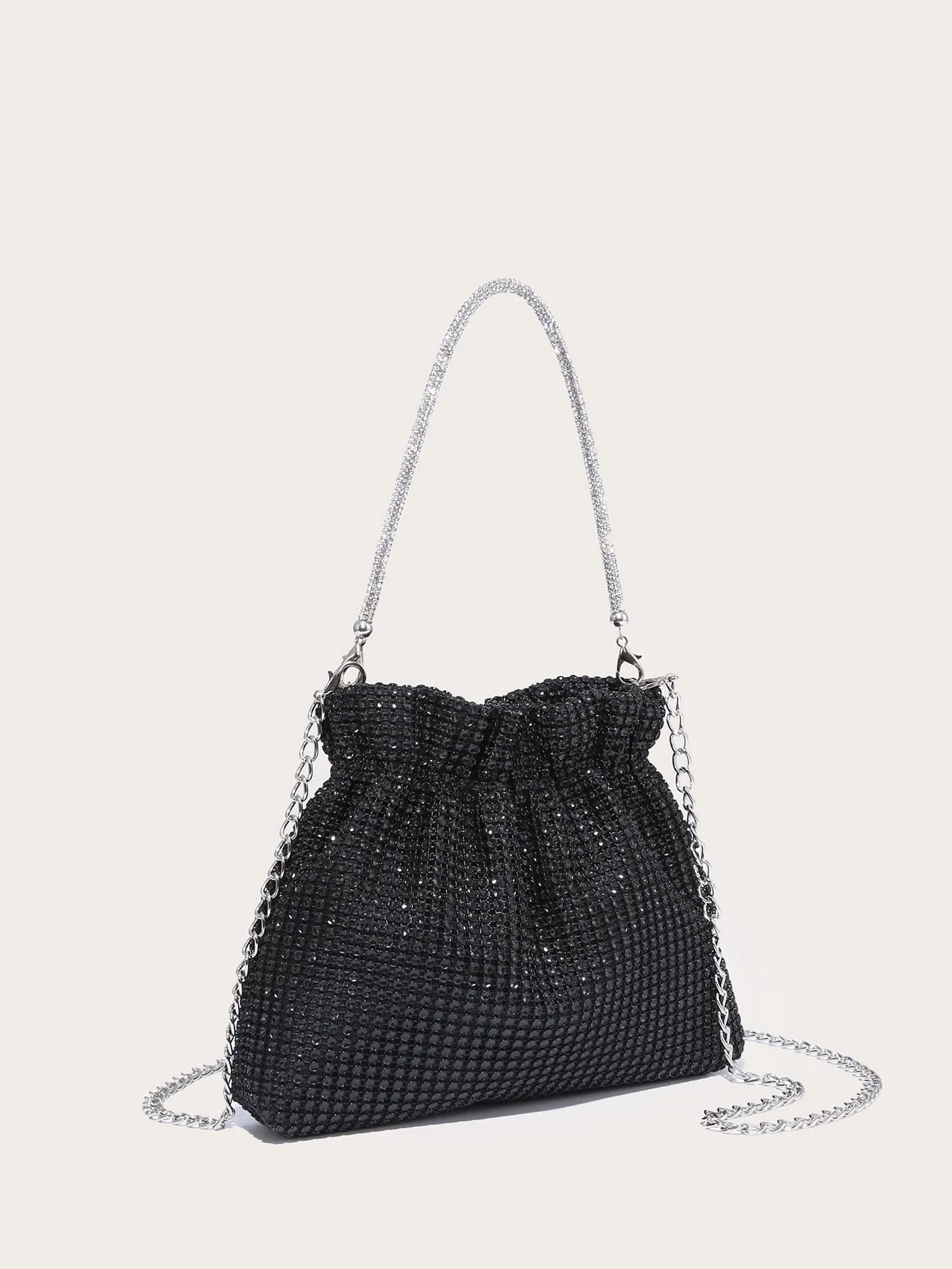 Shiny Mini Rhinestone Decor Bucket Bag Evening Bag