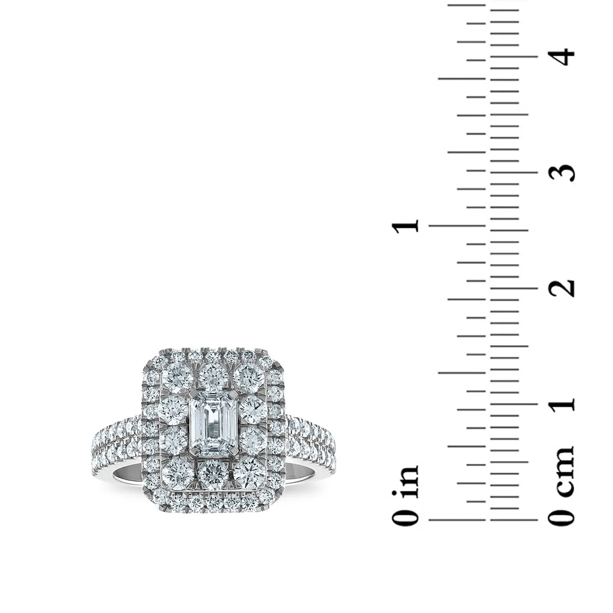 Signature EcoLove 1-3/4 CTW Lab Grown Diamond Halo Engagement Emerald Shaped Ring in 14KT White Gold