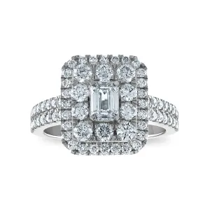 Signature EcoLove 1-3/4 CTW Lab Grown Diamond Halo Engagement Emerald Shaped Ring in 14KT White Gold