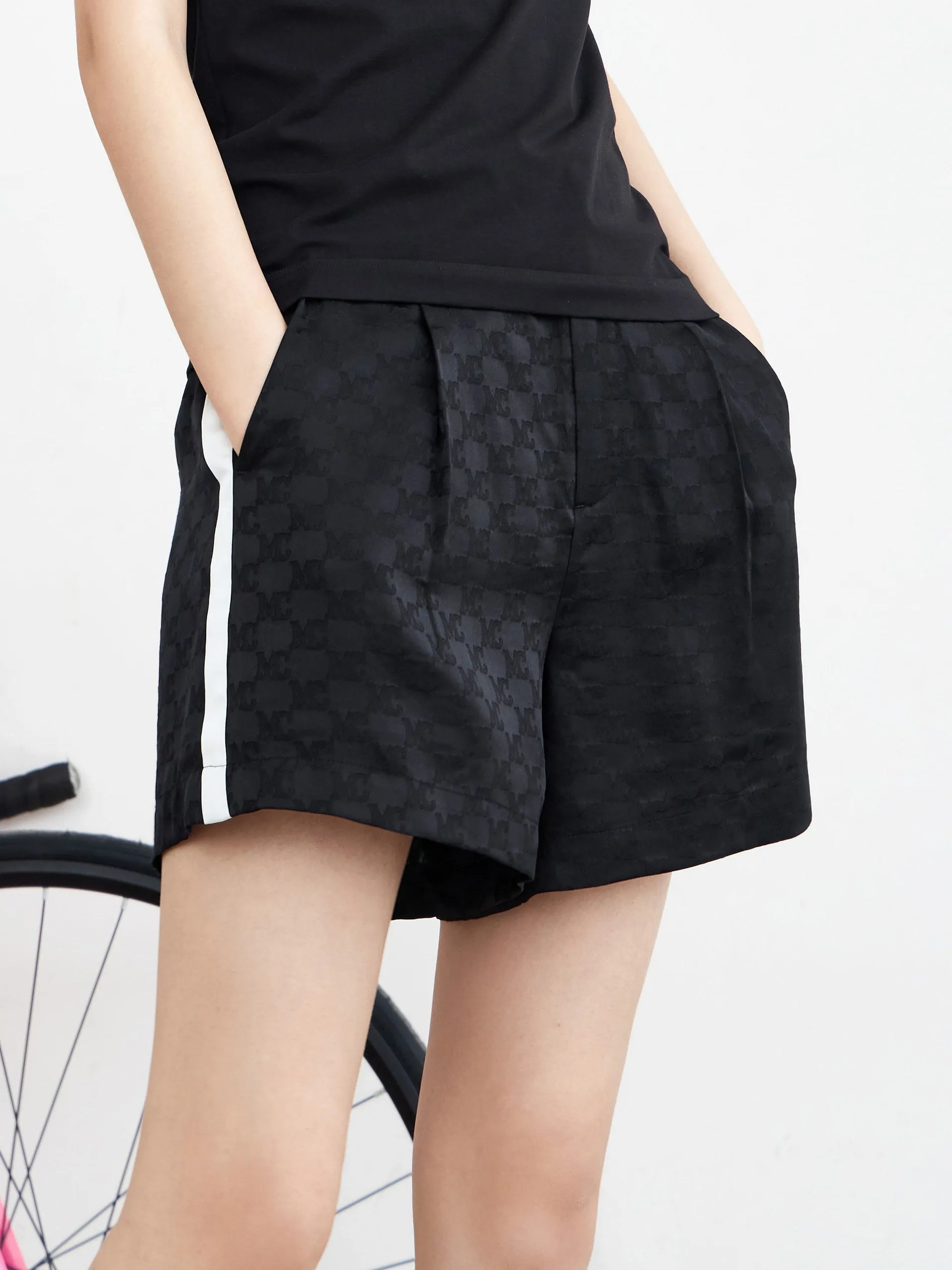 Silk Blend Check Details Shorts