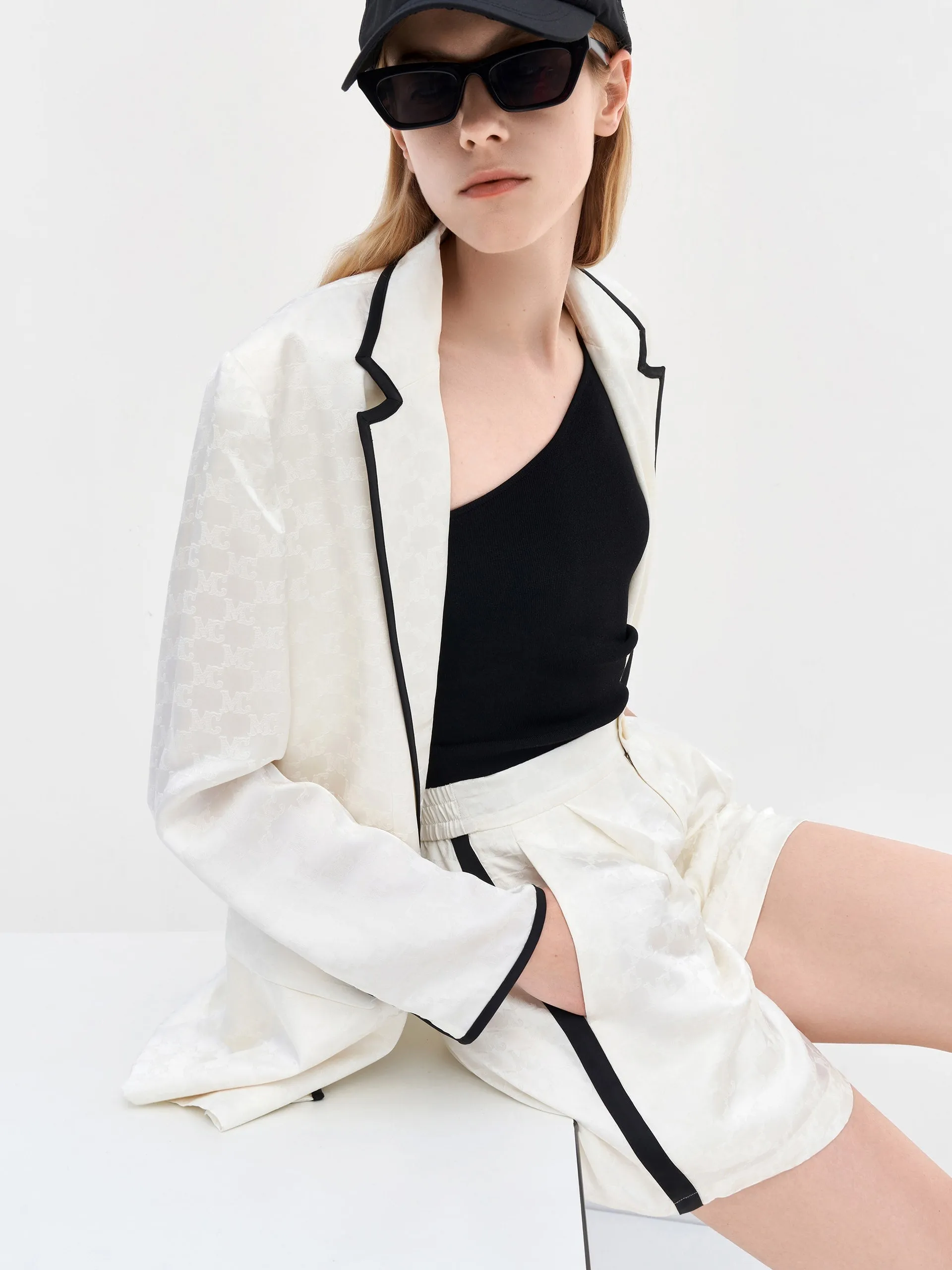 Silk Blend Check Details Shorts