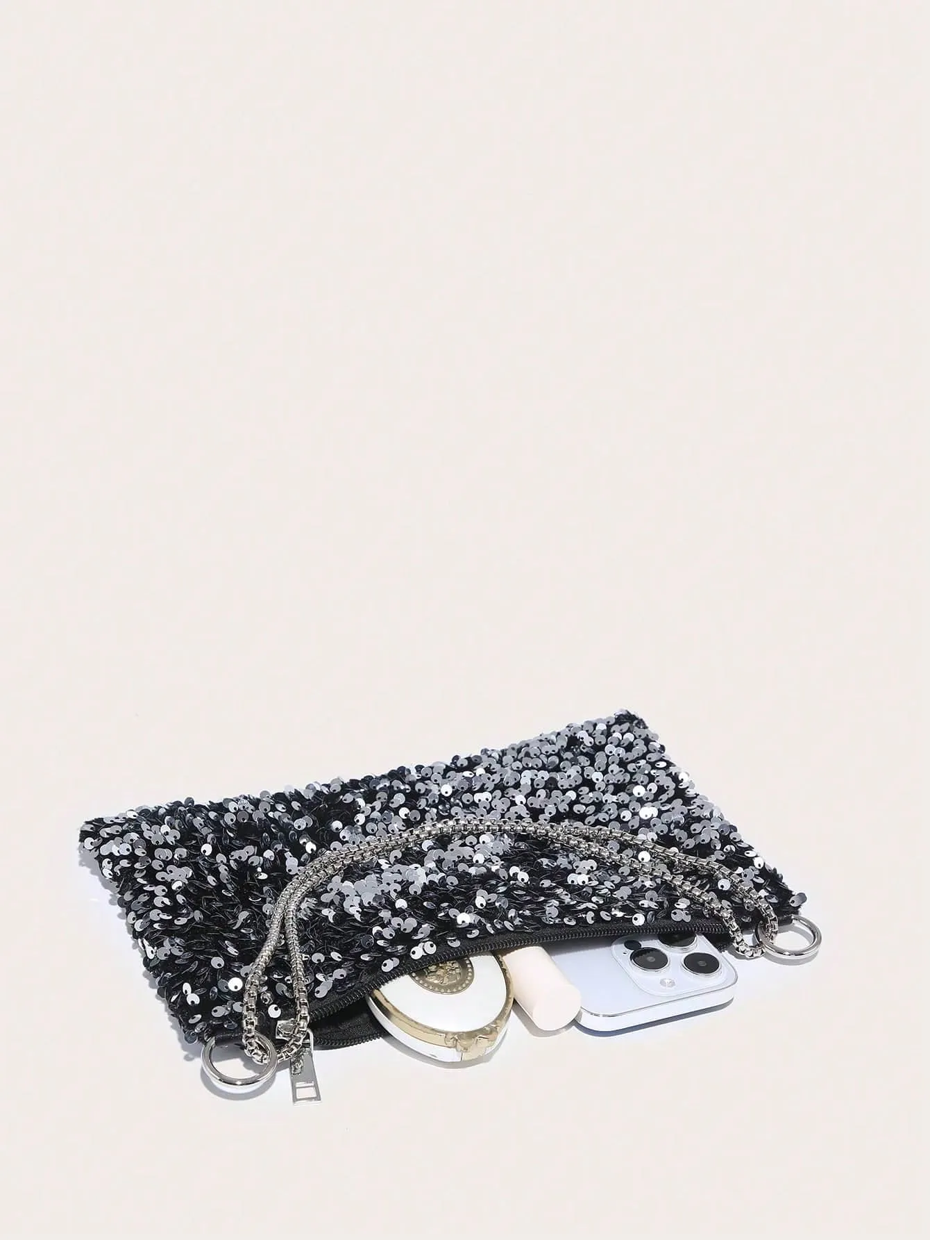 Silk Satin Shiny Sequined Evening Clutch