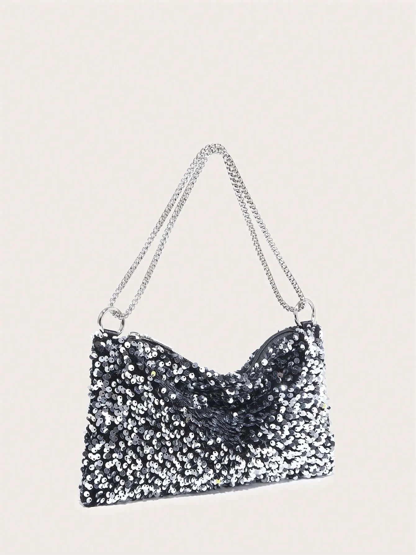 Silk Satin Shiny Sequined Evening Clutch