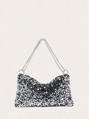 Silk Satin Shiny Sequined Evening Clutch