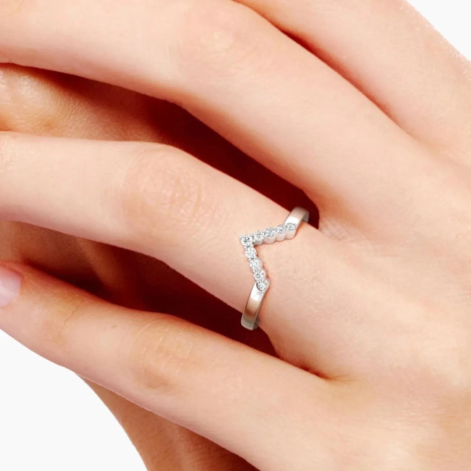 Silver - Pave V Shape Band Women's RIng - Irosk Australia