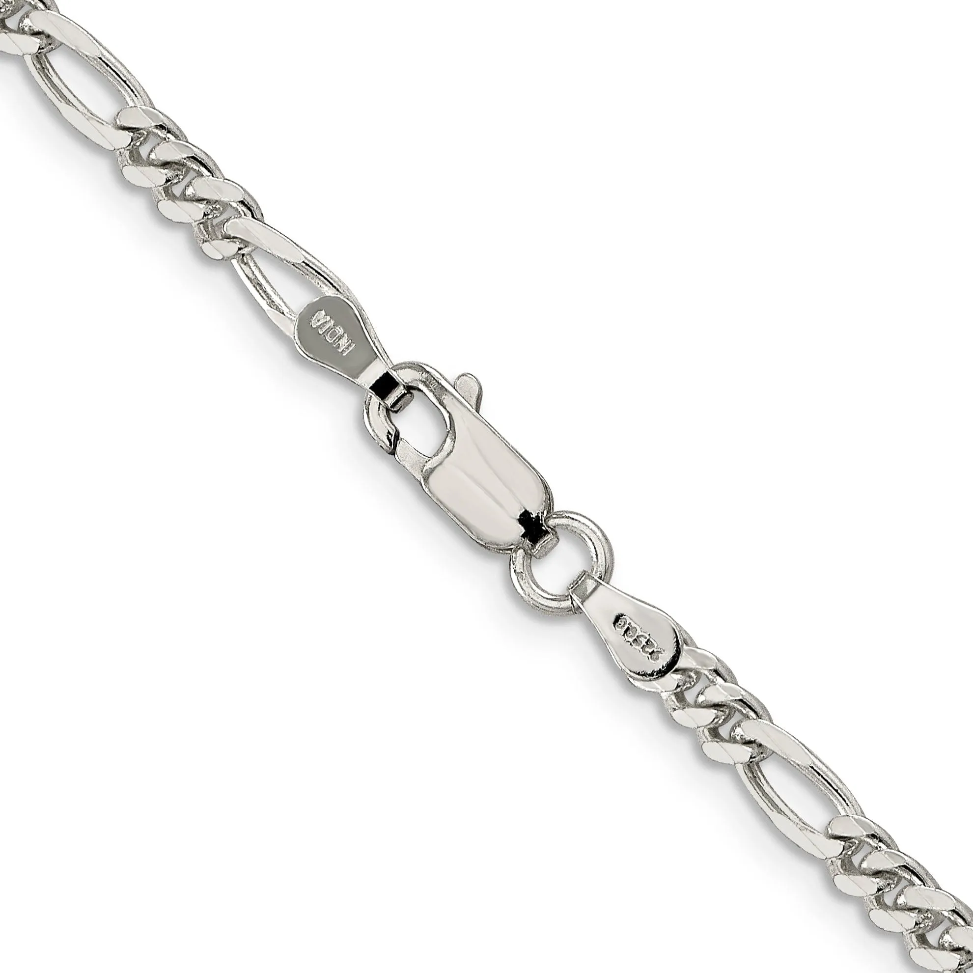 Silver Polished 4.00-mm Solid Figaro Chain