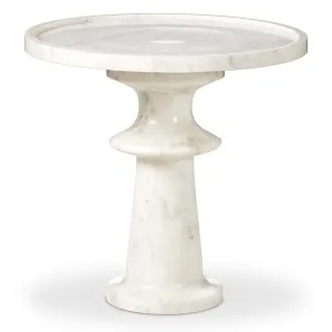 Skylar End Table, Polished White Marble