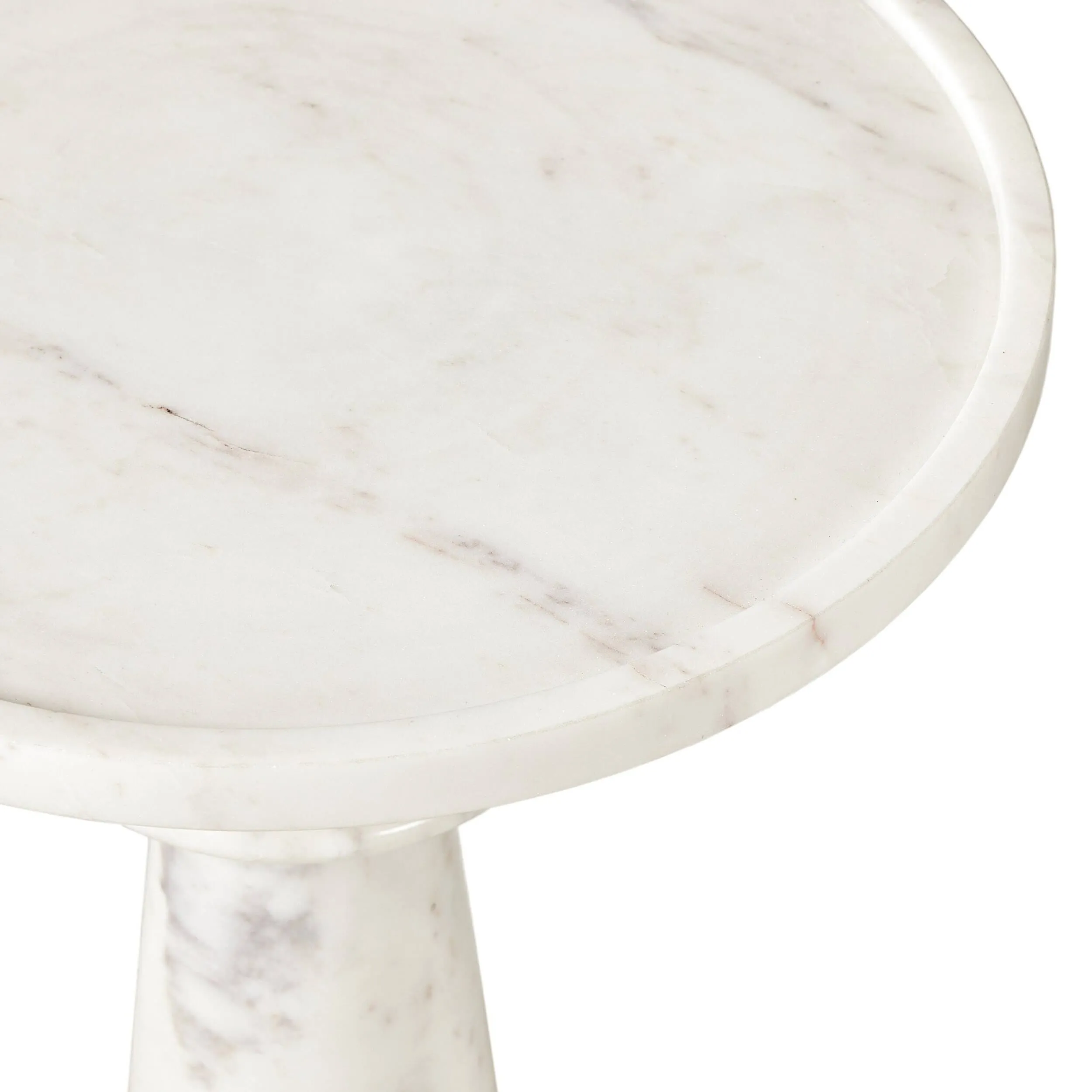 Skylar End Table, Polished White Marble