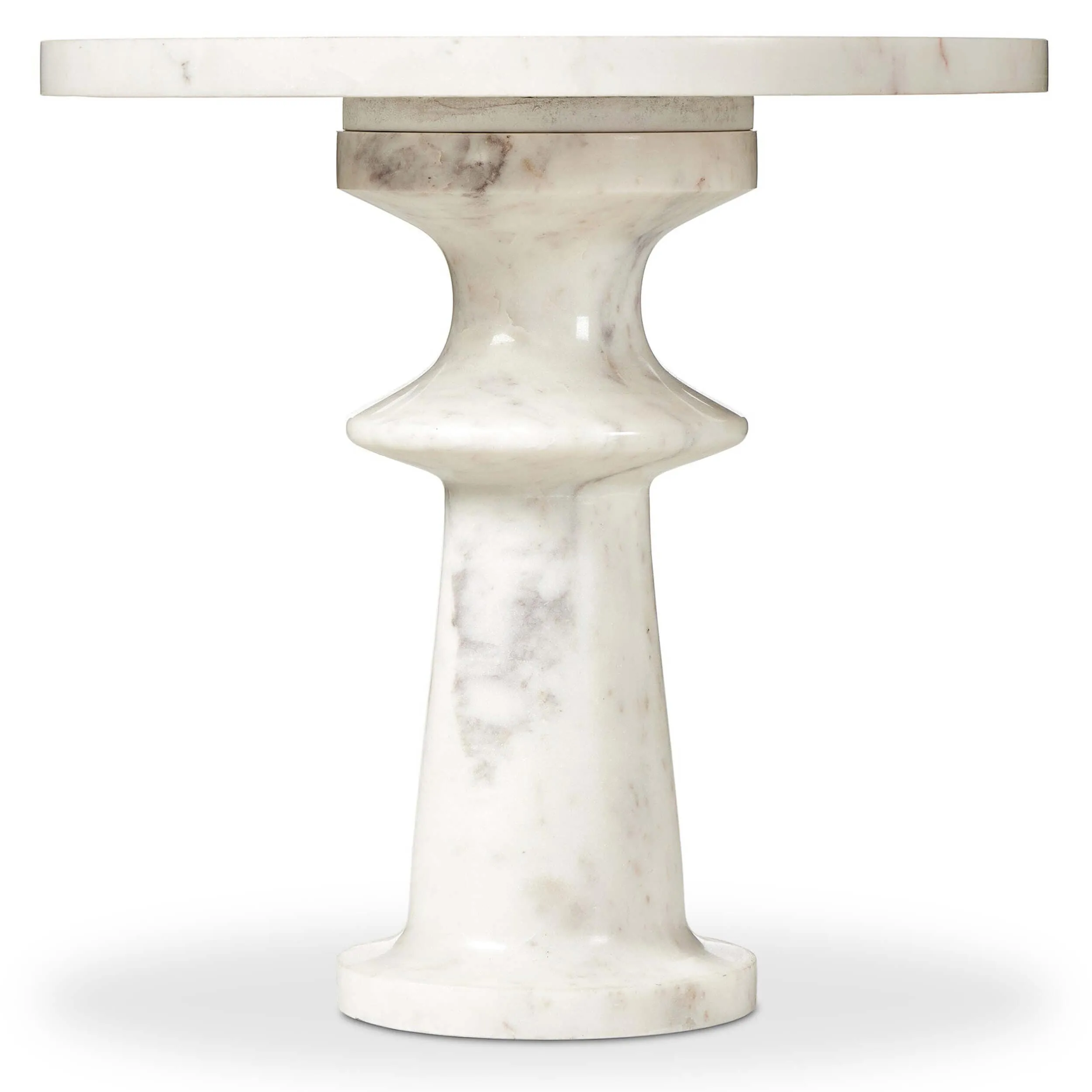 Skylar End Table, Polished White Marble