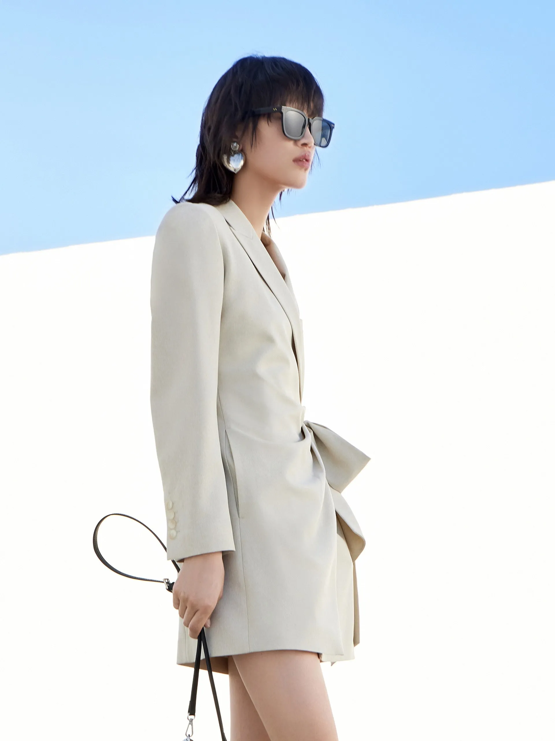 Slim Fit Wrap Bow Blazer Dress