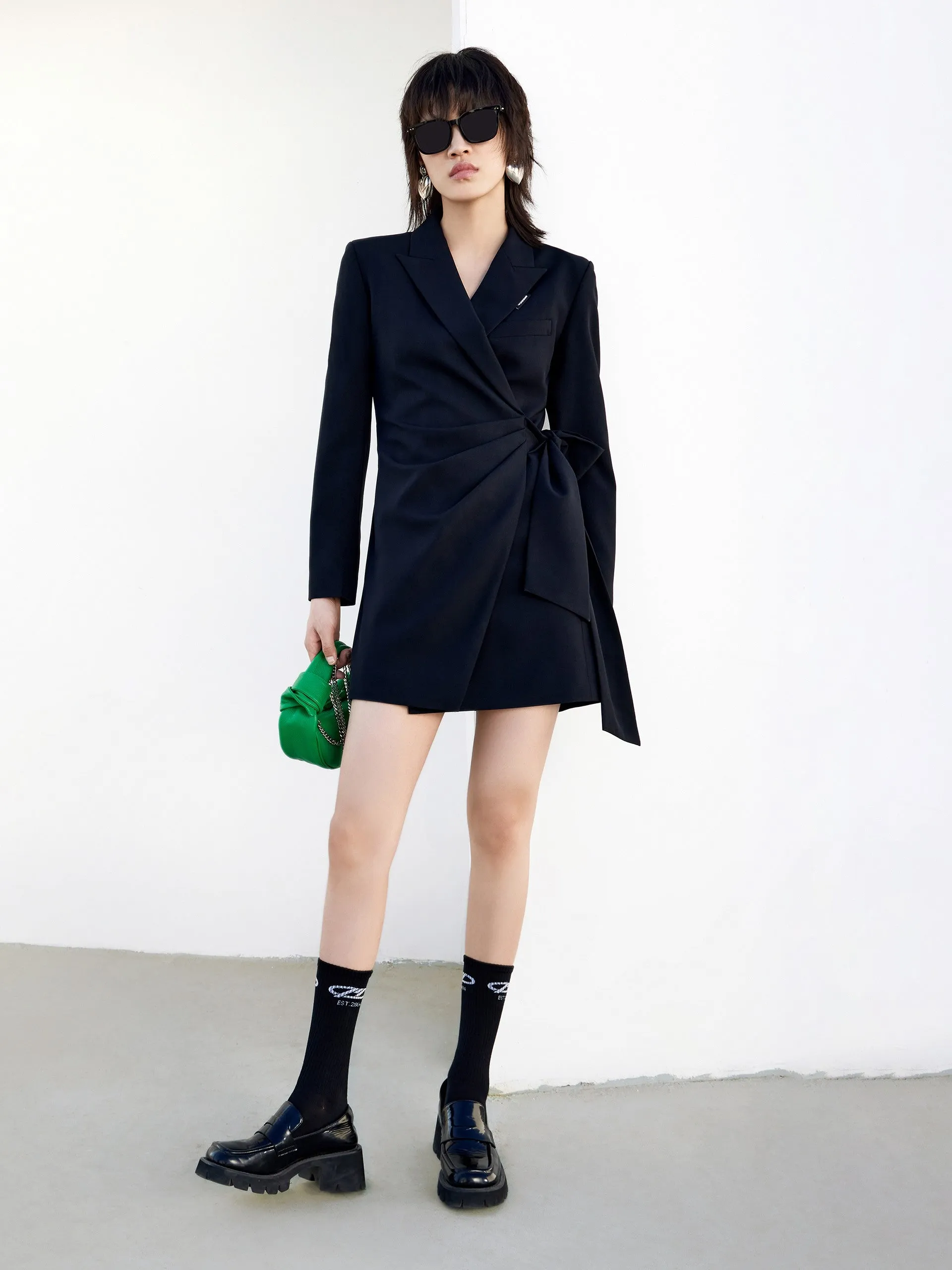 Slim Fit Wrap Bow Blazer Dress