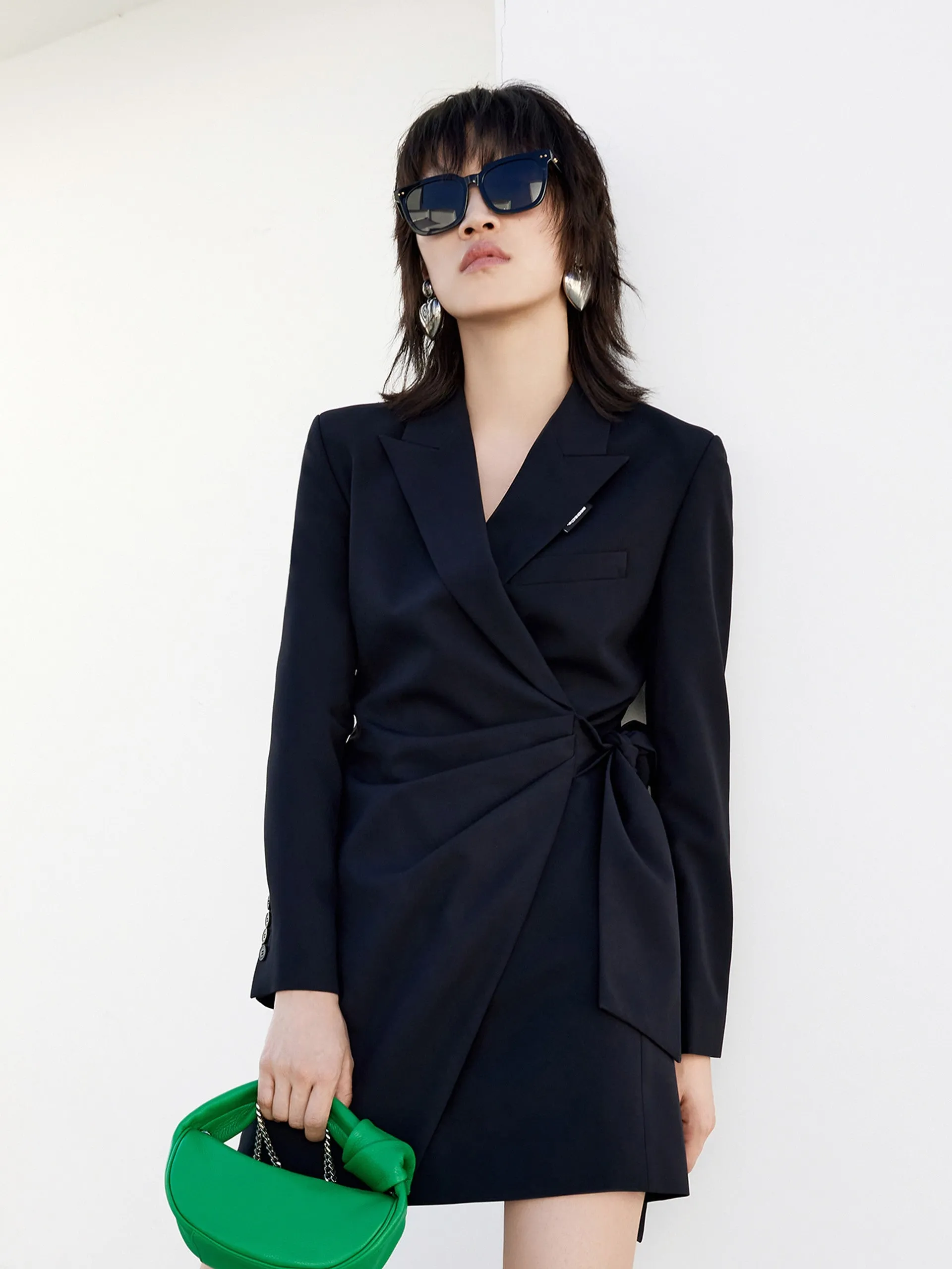 Slim Fit Wrap Bow Blazer Dress