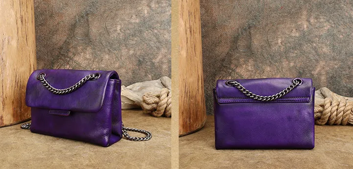 Small Ladies Leather Square Green Shoulder Bag Chain Crossbody Bag