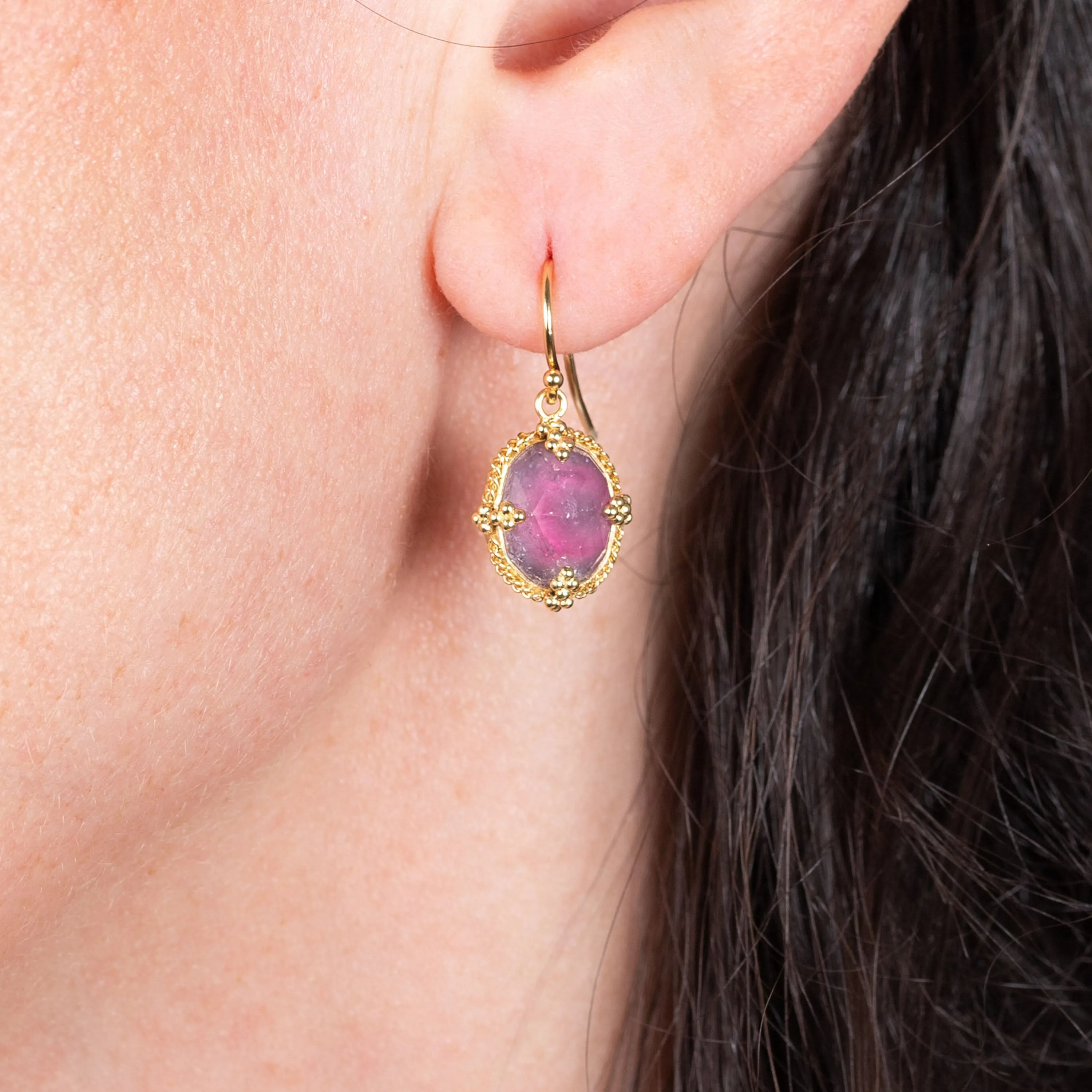Small Tourmaline 18k One-of-a-Kind Earrings
