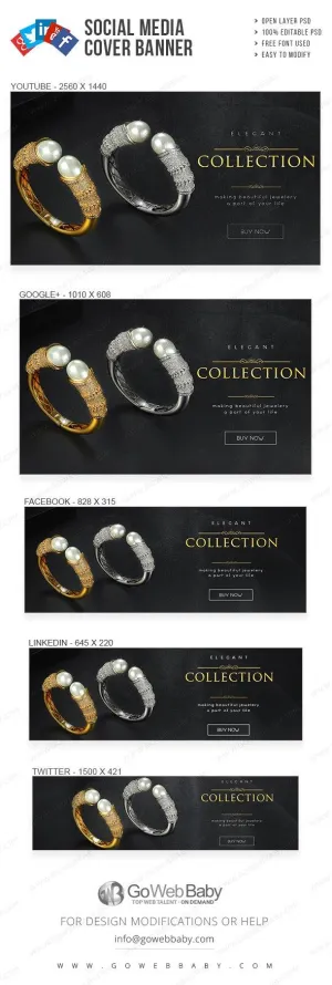 Social Media Cover Banner - Elegant Jewelry For Website Marketing