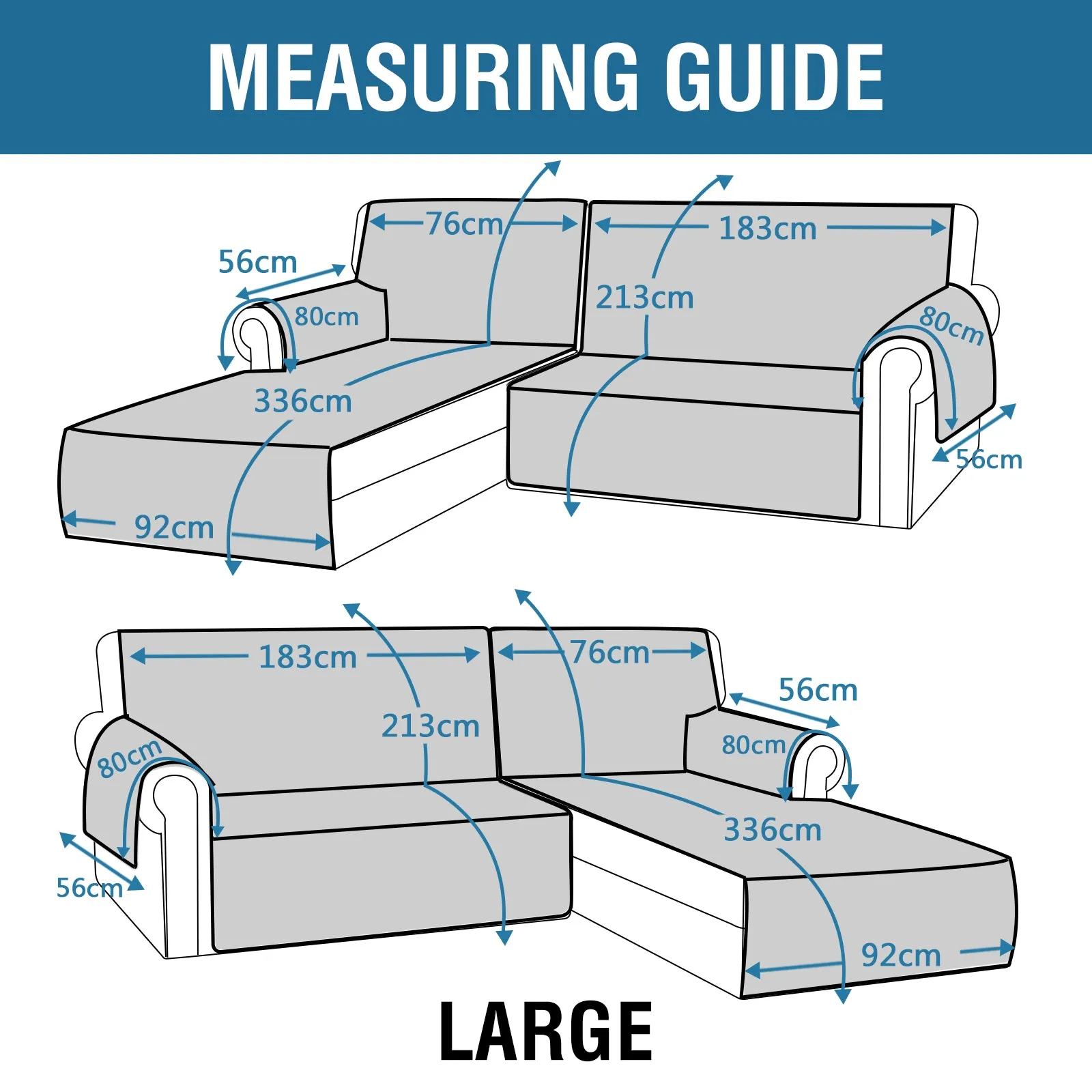 Sofa Cover L Shape Non-Slip Water Resistant Protector For Sectional Sofa Chaise