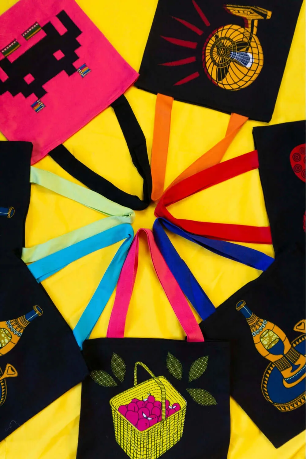 Space Invader Kente Ankara Tote Bag