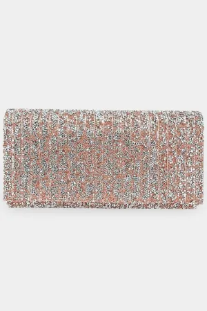 Sparkle Chain Crossbody Clutch-Rose