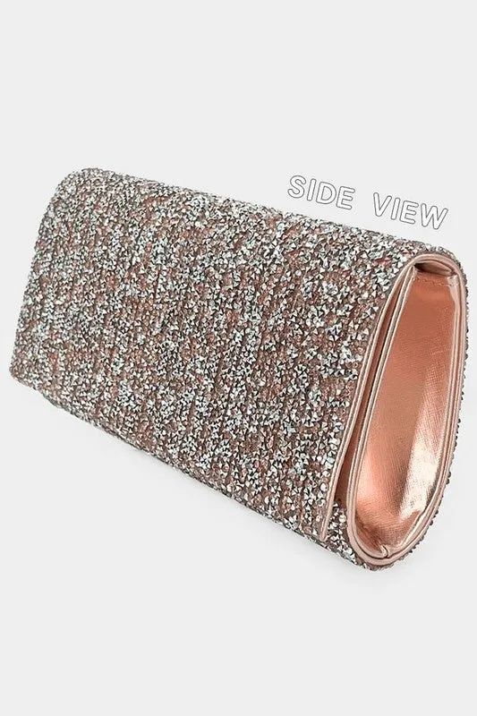 Sparkle Chain Crossbody Clutch-Rose