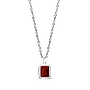 Sterling Silver Garnet Rectangular Framed Pendant