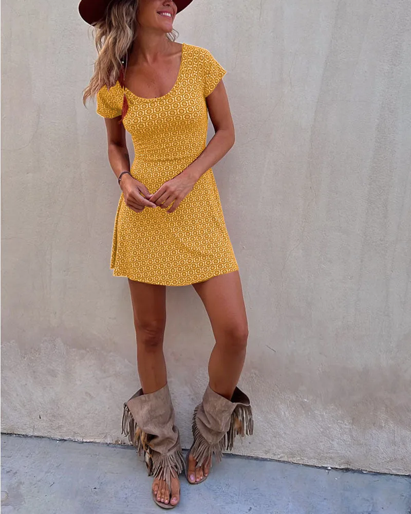Summer Short Sleeve Reversible Printed Dress