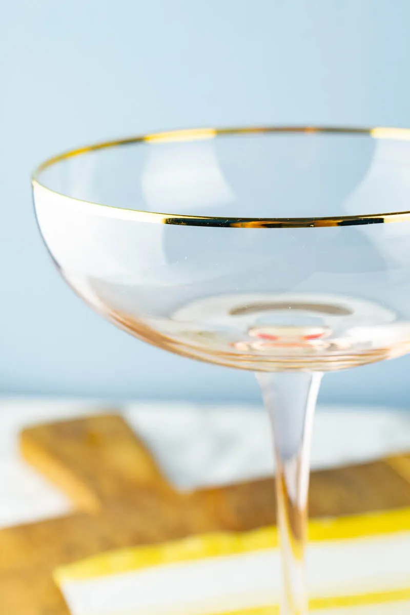 Tall Pink Champagne Coupes — Set of 2