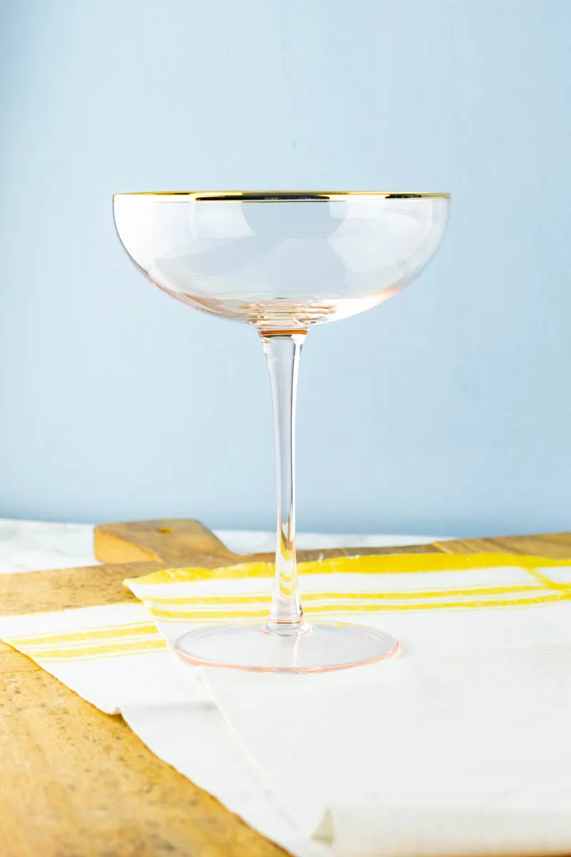 Tall Pink Champagne Coupes — Set of 2
