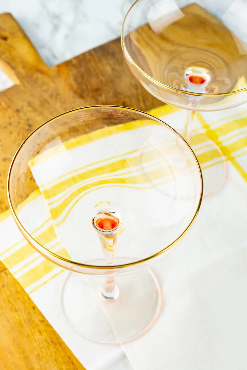 Tall Pink Champagne Coupes — Set of 2